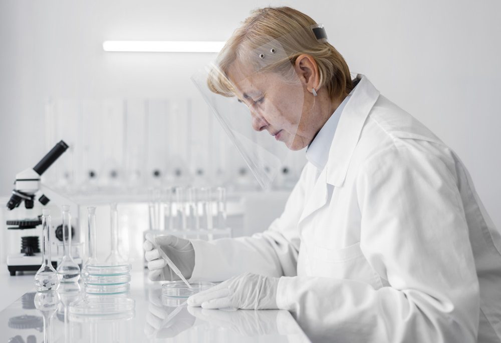 Kobieta wykonująca badania laboratoryjne wody
