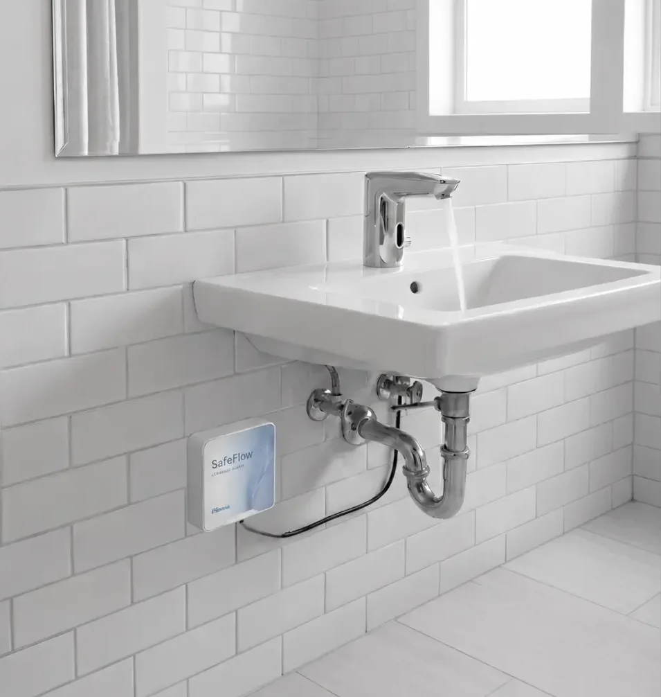 system safeflow zamontowany w łazience.
